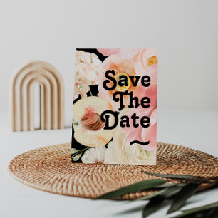 Bold Colourful Floral Black Save The Date Postcard