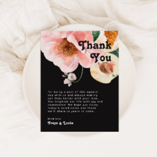 Bold Colourful Floral Black Table Thank You Card