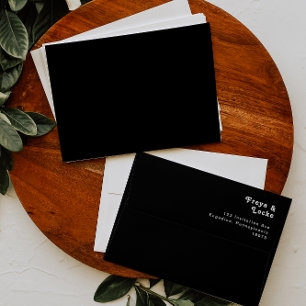 Bold Colourful Floral   Black Wedding Invitation Envelope