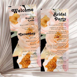 Bold Colourful Floral   Black Wedding Program Programme