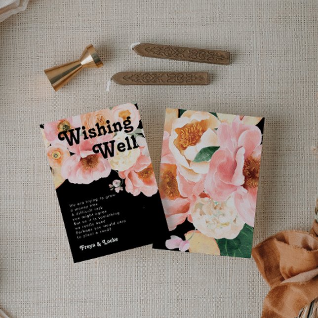 Bold Colourful Floral | Black Wedding Wishing Well Enclosure Card (Creator Uploaded)