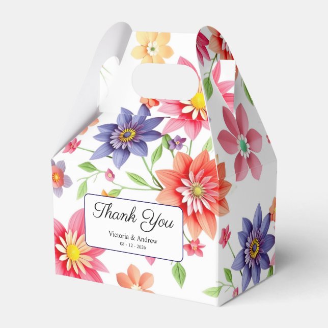 Bold Colourful Floral Favour Box (Front Side)
