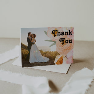 Bold Colourful Floral Folded Photo Thank You Car