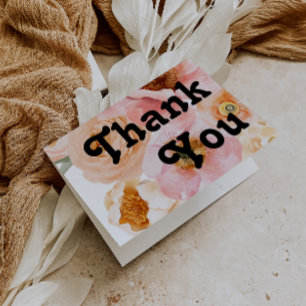Bold Colourful Floral   Folded Thank You Card