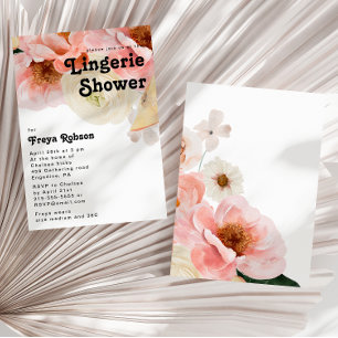 Bold Colourful Floral   Lingerie Shower Invitation
