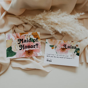 Bold Colourful Floral   Maid of Honour Proposal Ca Invitation