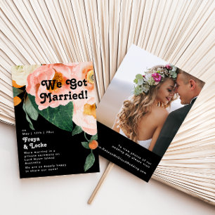 Bold Colourful Floral Photo Elopement Announcement