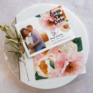Bold Colourful Floral Photo Horizontal Save The Date