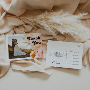 Bold Colourful Floral   Photo Thank You Postcard