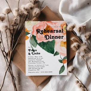 Bold Colourful Floral   Rehearsal Dinner Invitation
