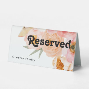 Bold Colourful Floral Reserved Table Tent Sign