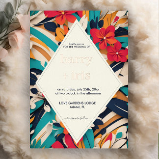 Bold Colourful Floral Retro Wedding