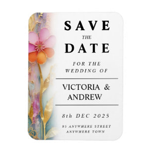 Bold Colourful Floral Save The Date Card Magnet