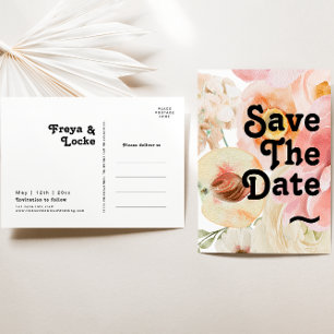 Bold Colourful Floral   Save The Date Postcard