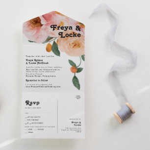 Bold Colourful Floral   Seal and Send All In One Invitation