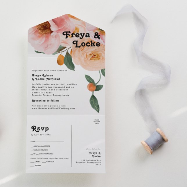 Bold Colourful Floral | Seal and Send All In One Invitation (Creator Uploaded)