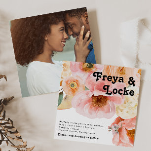 Bold Colourful Floral   Square Photo Wedding Invitation