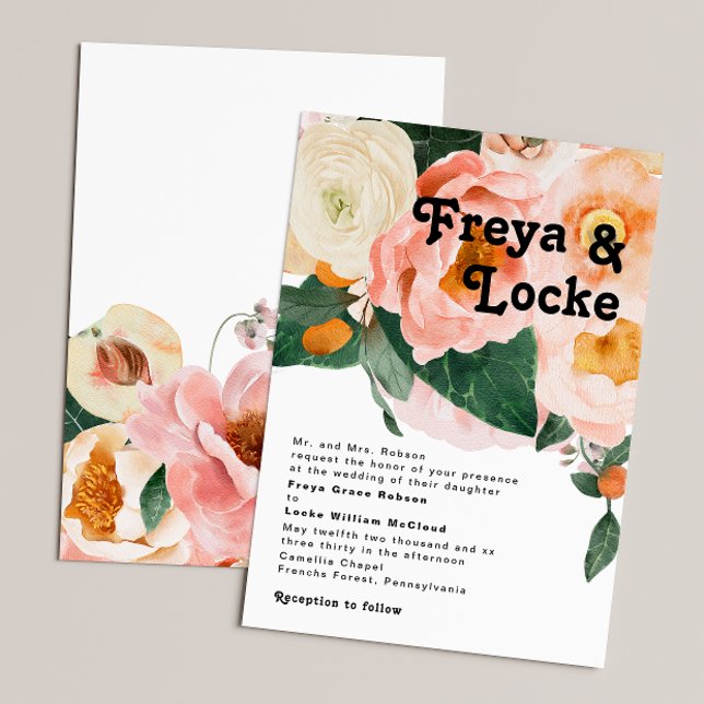 Bold Colourful Floral | Traditional Wedding Invitation (Creator Uploaded)