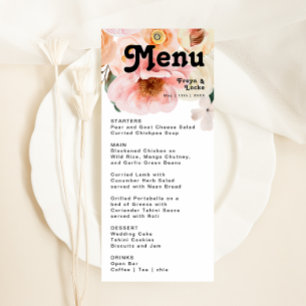 Bold Colourful Floral   Wedding Dinner Menu