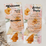 Bold Colourful Floral | Wedding Program Programme<br><div class="desc">This bold colourful floral | wedding program will go wonderfully with your bright modern botanical wedding. The large watercolor blush pink, burnt orange, dusty rose flowers, and glimpses of peaches or apricot within the greenery give this design a vibrant, elegant boho garden feel. The unique design has a romantic bohemian...</div>