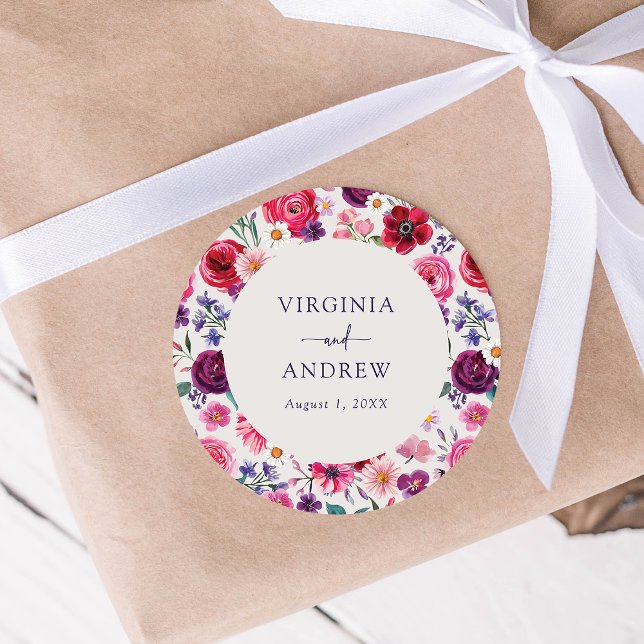 Bold Colourful Floral Wedding Sticker (Bold Colorful Floral Wedding Sticker by Painted Paperie
)
