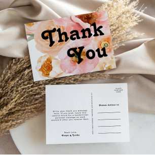 Bold Colourful Floral Wedding Thank You Postcard