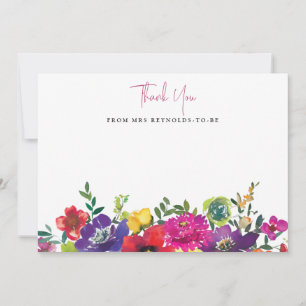 Bold Colourful Flowers Bridal Shower Mrs To Be Thank You Card