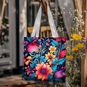 Bold Colourful Flowers Tote Bag