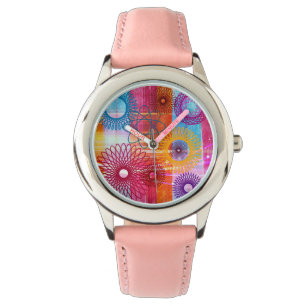 Bold Colourful Funky Spirographs and Stripes Watch