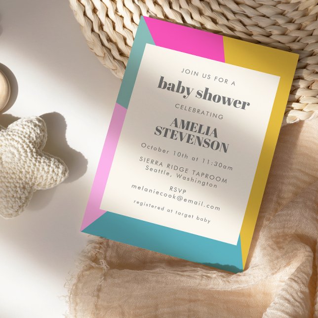 Bold Colourful Geometric Unique Baby Shower Invitation (Creator Uploaded)