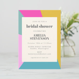 Bold Colourful Geometric Unique Bridal Shower Invitation