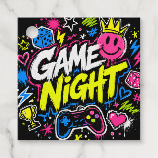 Bold Colourful Graffiti Game Night Party Favour Ta Tags
