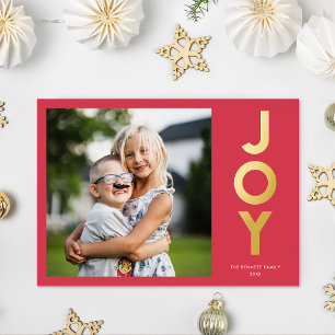 Bold Colourful JOY Christmas Photo Foil Holiday Card