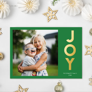 Bold Colourful JOY Christmas Photo Foil Holiday Card