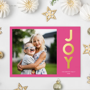 Bold Colourful JOY Christmas Photo Foil Holiday Card