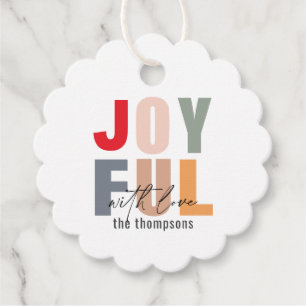 Bold Colourful Joyful Christmas Scallop Favour Tags