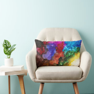 Bold, colourful lumbar pillow 13x21"
