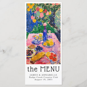 Bold Colourful Maximalist Abstract Summer Wedding Menu