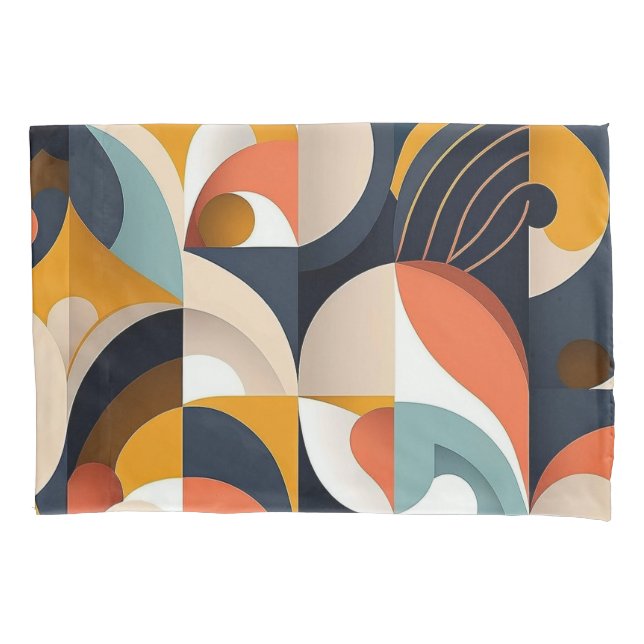 Bold Colourful Mid Century Modern Pillowcase (Front)