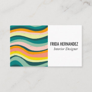 Bold Colourful  Minimalist Stripes Curves Business Card