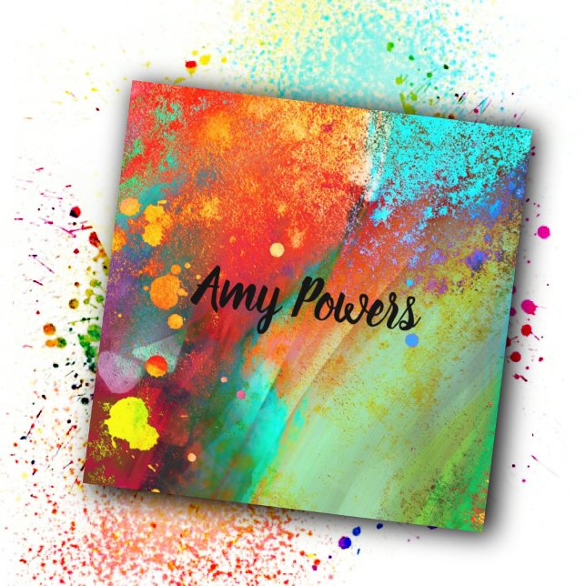 bold colourful modern abstract art colour splash square business card (Creator Uploaded)