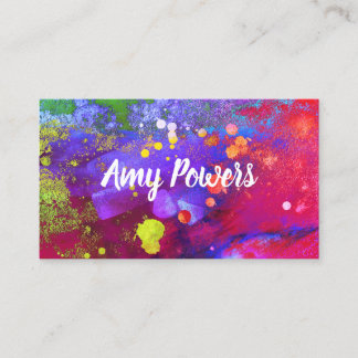 bold colourful modern abstract watercolor splatter business card