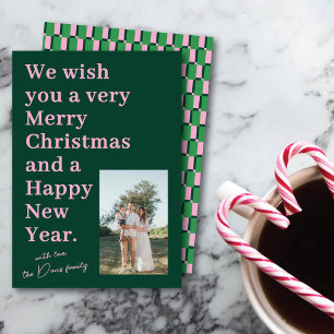 Bold Colourful Modern Typographic One Photo Holiday Card