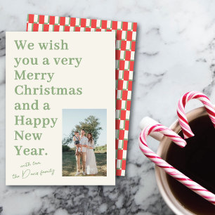 Bold Colourful Modern Typographic One Photo Holiday Card