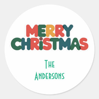 Bold Colourful Modern Typography Christmas Classic Round Sticker