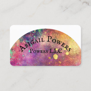bold colourful modern watercolor half circle business card