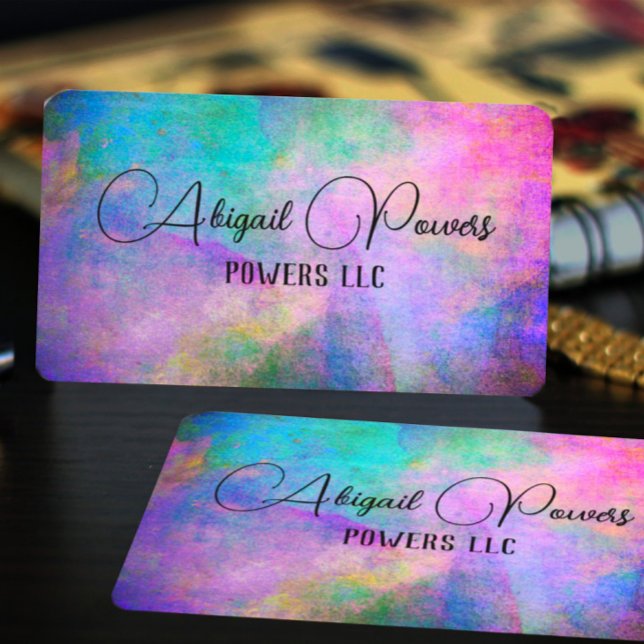 bold colourful modern watercolor with turquoise  business card (Creator Uploaded)