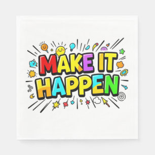 Bold colourful motivational quote napkin