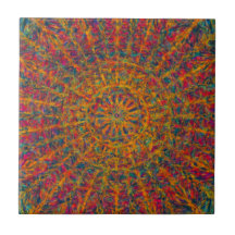 Bold Colourful Orange and Red Abstract Design Tile