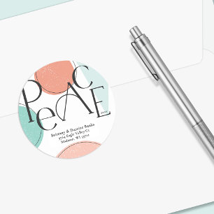 Bold Colourful Peace Return Address Classic Round Sticker
